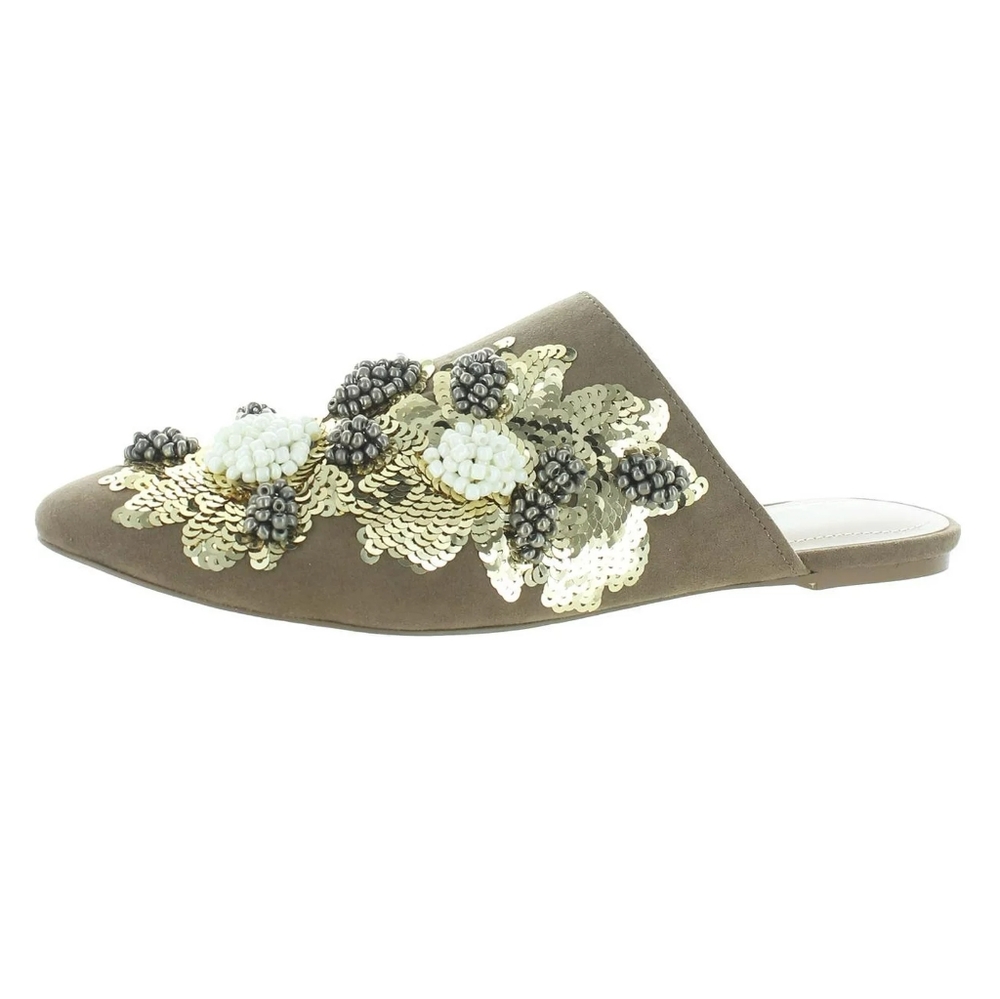 Charles by Charles David Womens Fickle Sequined Tan Slides  Size 7 New